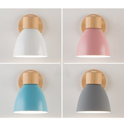 Wandlamp Hout & Metaal Macaron – Minimalistische Sconce met of zonder Trekschakelaar