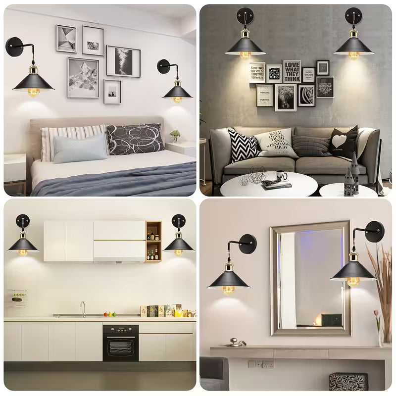 Wandlamp Metaal Industrieel – Set van 2 Sconces voor Slaapkamer & Hal
