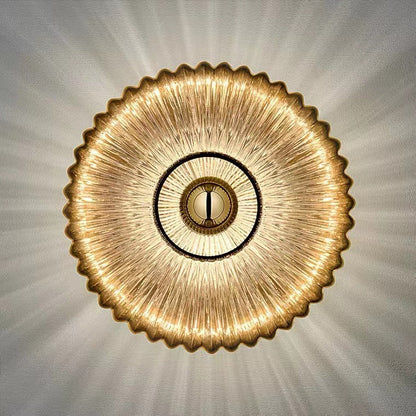 Wandlamp Glazen Schijf – Vintage Nordic Sconce met Geribbeld Glas