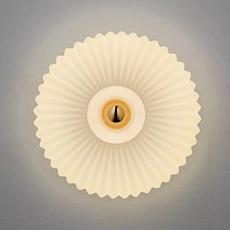 Wandlamp Glazen Schijf – Vintage Nordic Sconce met Geribbeld Glas