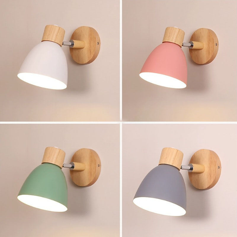 Wandlamp Hout & Metaal Macaron – Minimalistische Sconce met of zonder Trekschakelaar