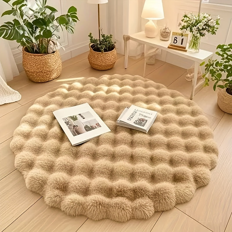 Vloerkleed Rond Pluizig – Zacht Bubbelkleed voor Slaapkamer & Woonkamer