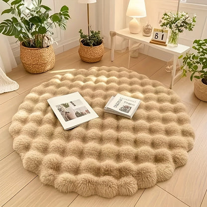Vloerkleed Rond Pluizig – Zacht Bubbelkleed voor Slaapkamer & Woonkamer