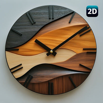 Wandklok Rond Houtlook – Artistieke Nordic Wandklok voor Woonkamer