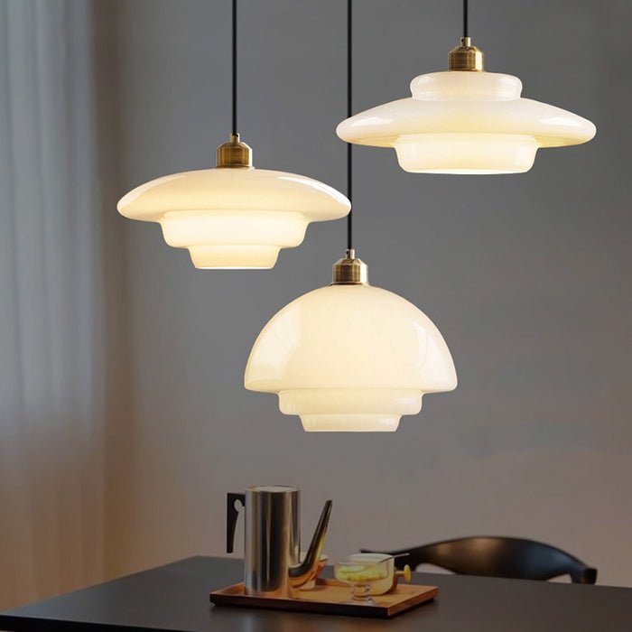 Hanglamp Wit Glas – Modern Mid-Century Plafondlamp voor Eetkamer & Keuken