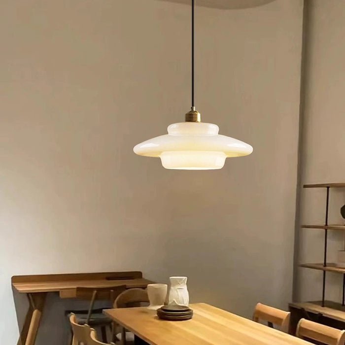Hanglamp Wit Glas – Modern Mid-Century Plafondlamp voor Eetkamer & Keuken