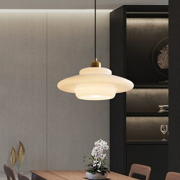 Hanglamp Wit Glas – Modern Mid-Century Plafondlamp voor Eetkamer & Keuken