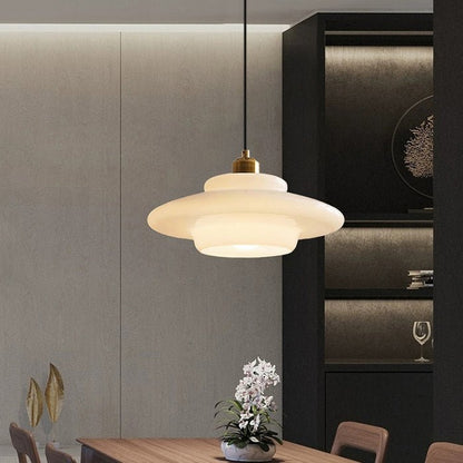 Hanglamp Wit Glas – Modern Mid-Century Plafondlamp voor Eetkamer & Keuken