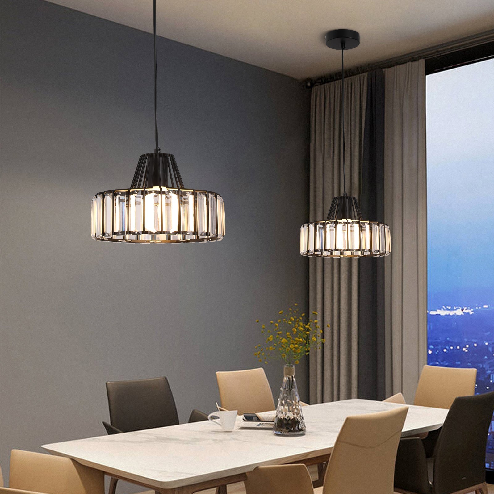 Hanglamp Kristal – Elegante Zwarte of Gouden Pendant voor Eetkamer