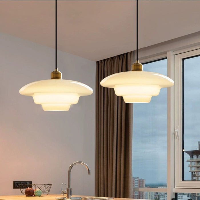 Hanglamp Wit Glas – Modern Mid-Century Plafondlamp voor Eetkamer & Keuken