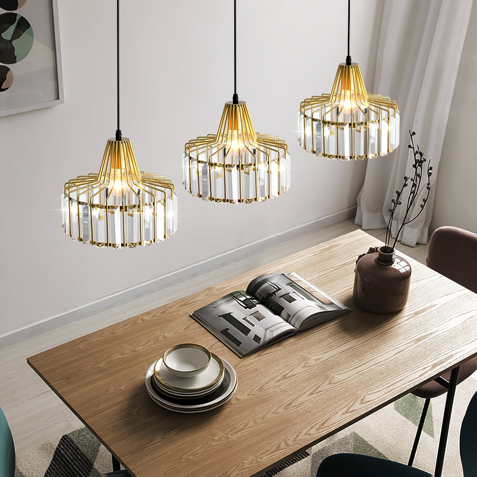 Hanglamp Kristal – Elegante Zwarte of Gouden Pendant voor Eetkamer