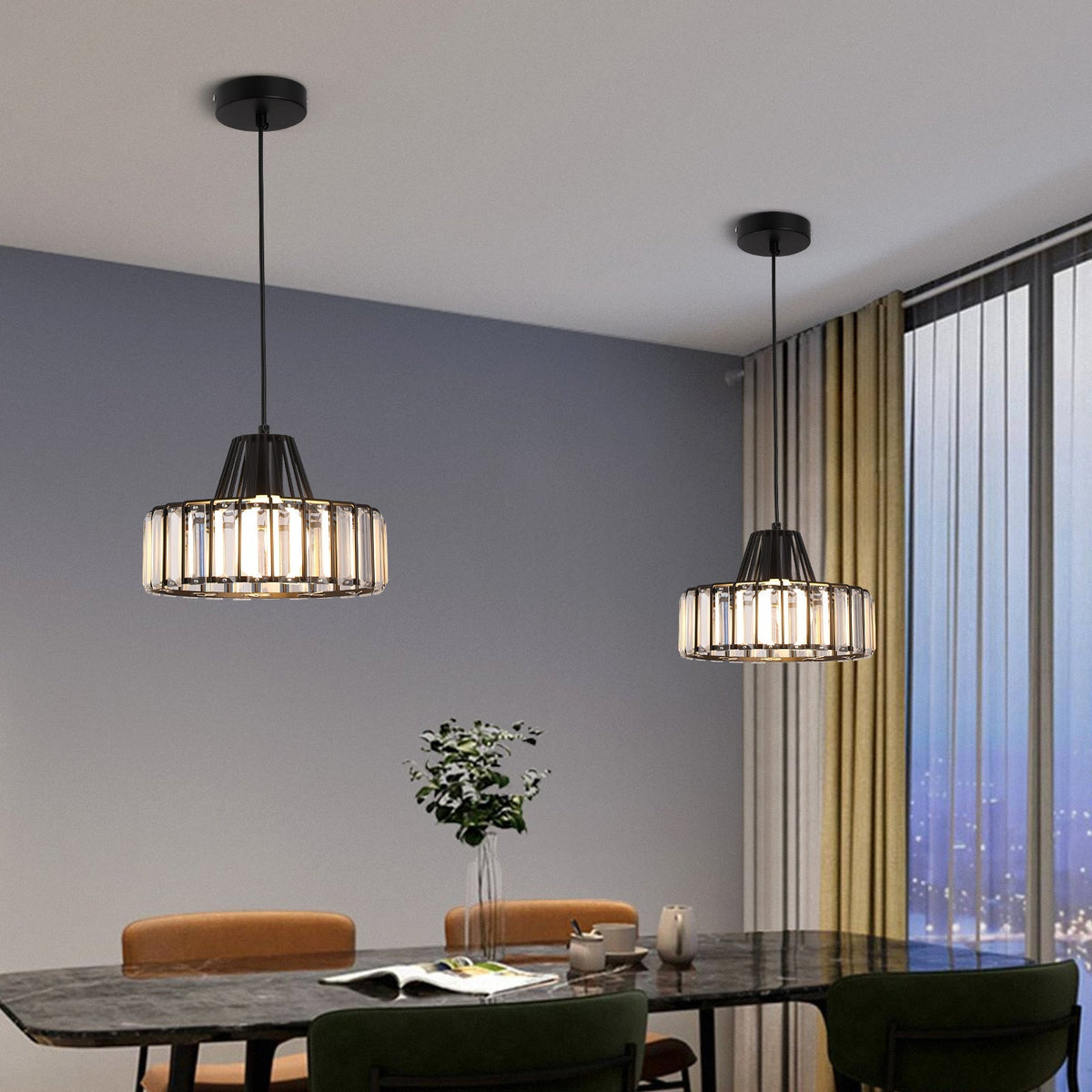 Hanglamp Kristal – Elegante Zwarte of Gouden Pendant voor Eetkamer