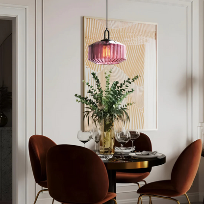 Hanglamp Gekleurd Glas Retro – Sfeervolle Glazen Pendant voor Eettafel & Hal