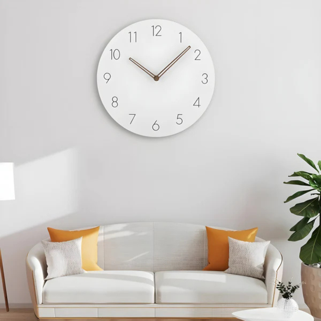 Wandklok Hout Minimalistisch – Moderne Stille Wandklok voor Woonkamer & Keuken