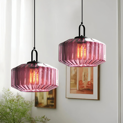 Hanglamp Gekleurd Glas Retro – Sfeervolle Glazen Pendant voor Eettafel & Hal