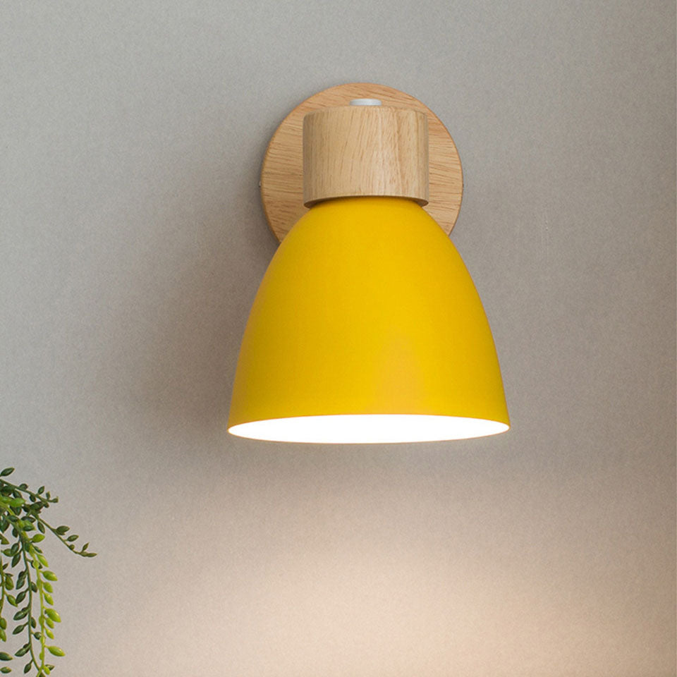 Wandlamp Hout & Metaal Macaron – Minimalistische Sconce met of zonder Trekschakelaar