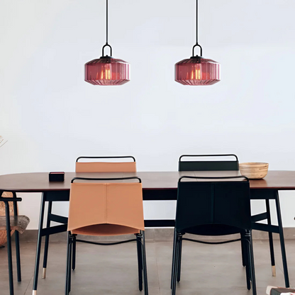 Hanglamp Gekleurd Glas Retro – Sfeervolle Glazen Pendant voor Eettafel & Hal