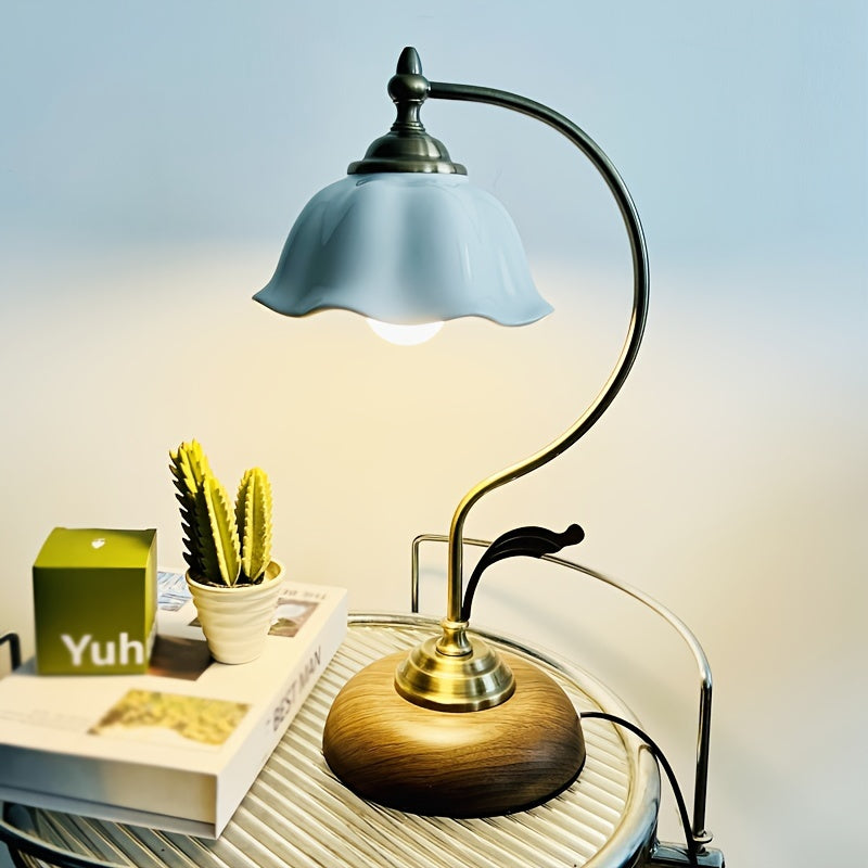 Vintage Tafellamp Zwanenhals – Messing Bureaulamp met USB voor Nachtkastje