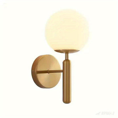 Wandlamp Glazen Bol – Moderne Sconce met Gepolijst Metaal voor Hal & Badkamer