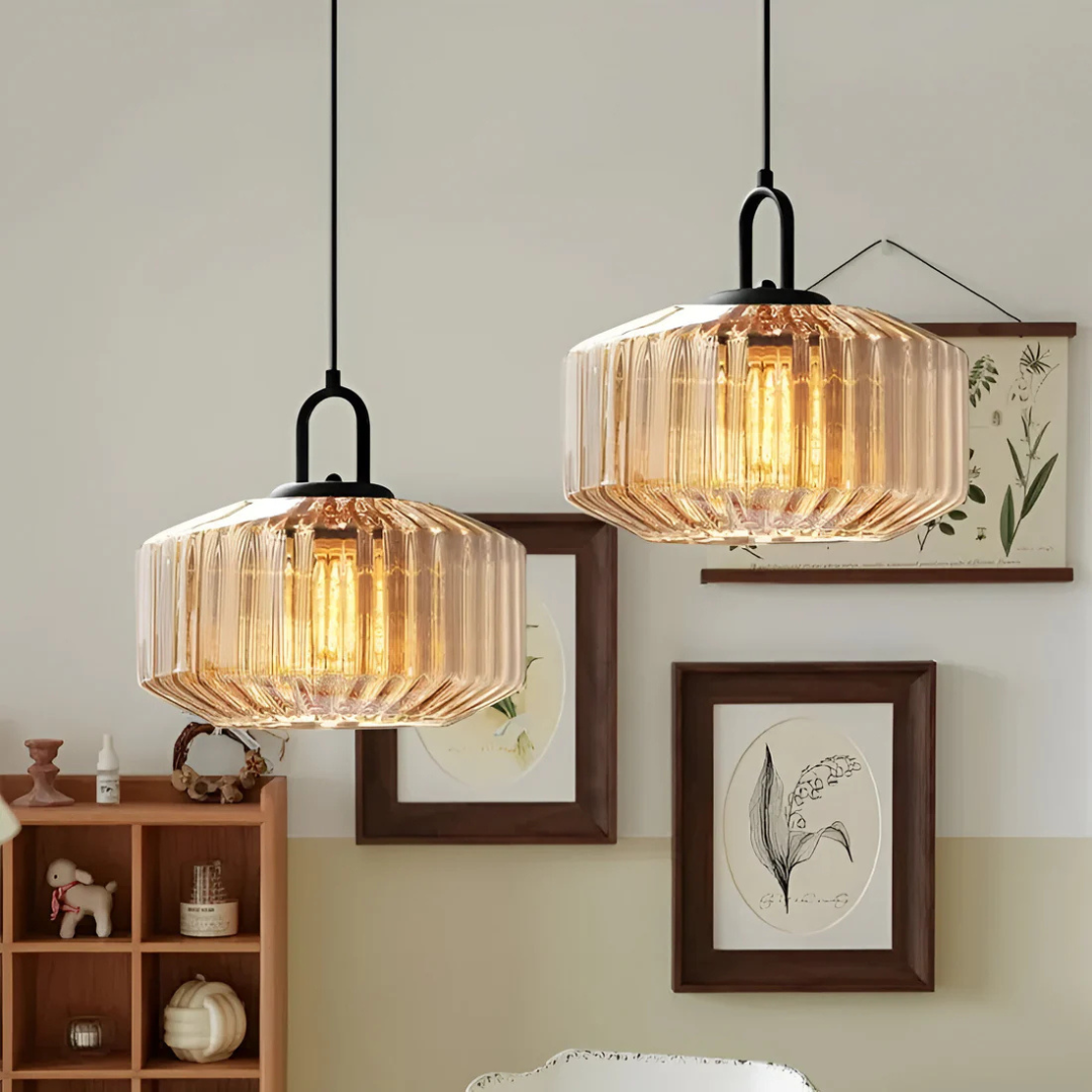 Hanglamp Gekleurd Glas Retro – Sfeervolle Glazen Pendant voor Eettafel & Hal