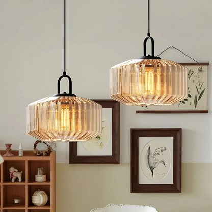 Hanglamp Gekleurd Glas Retro – Sfeervolle Glazen Pendant voor Eettafel & Hal