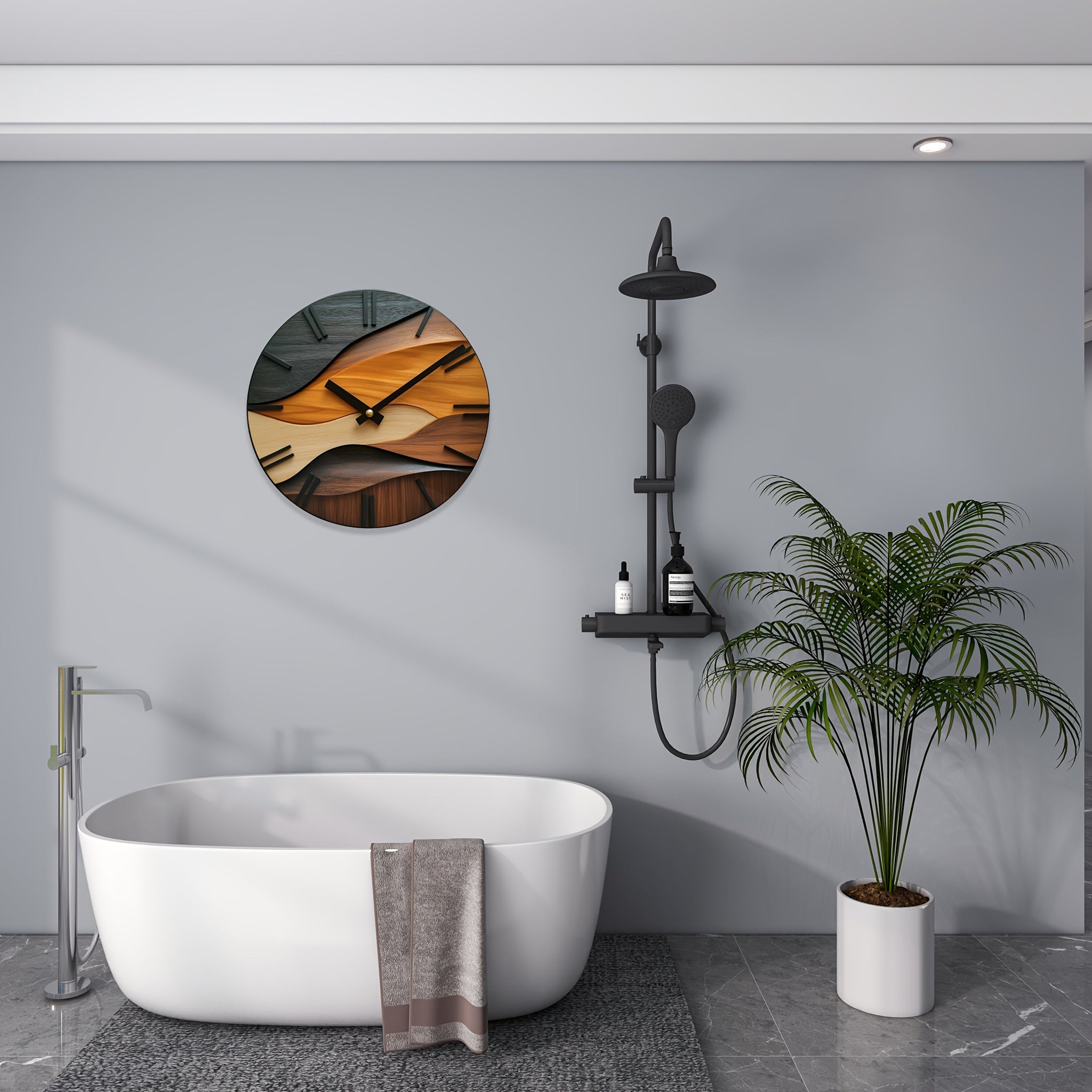 Wandklok Rond Houtlook – Artistieke Nordic Wandklok voor Woonkamer