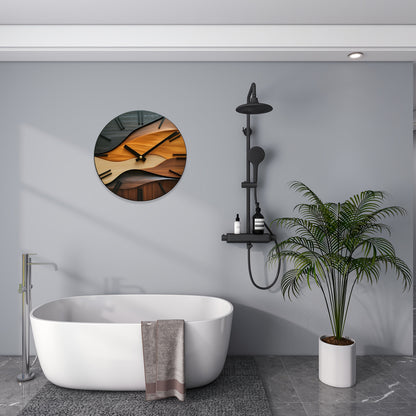 Wandklok Rond Houtlook – Artistieke Nordic Wandklok voor Woonkamer