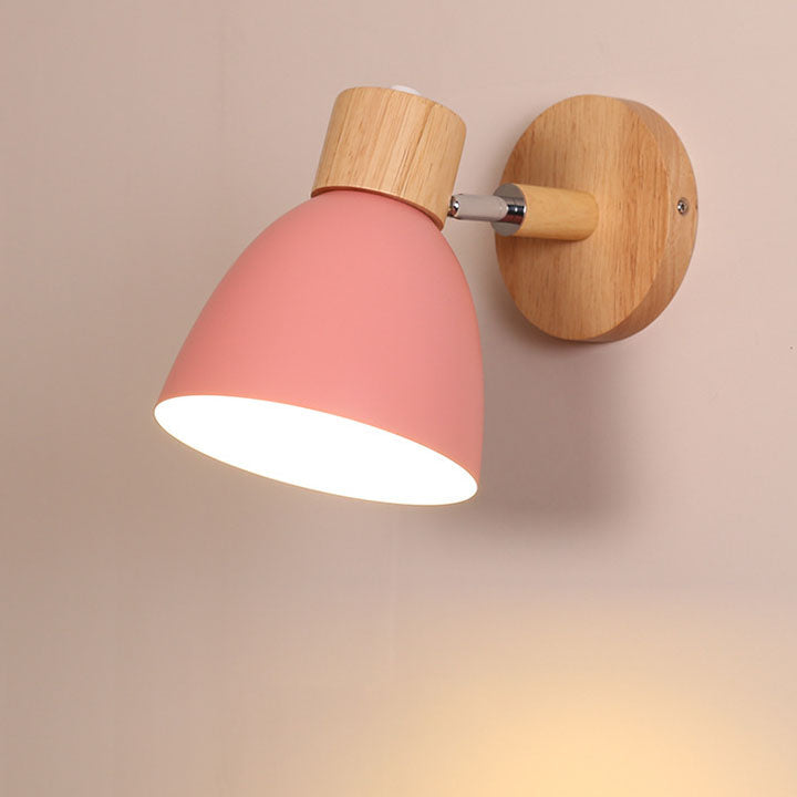 Wandlamp Hout & Metaal Macaron – Minimalistische Sconce met of zonder Trekschakelaar