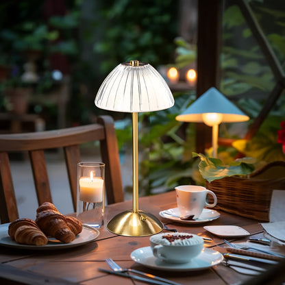 Gouden Touch Tafellamp Oplaadbaar – Draadloze Dimbare LED met Kristallook Kap & 3 Lichtkleuren