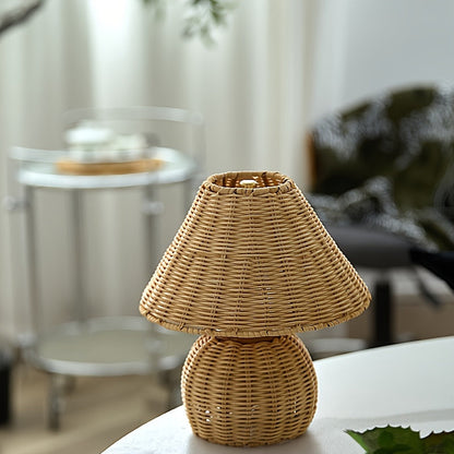 Bureaulamp Bamboe Gevlochten – Boho USB Sfeerlamp voor Bureau & Nachtkastje