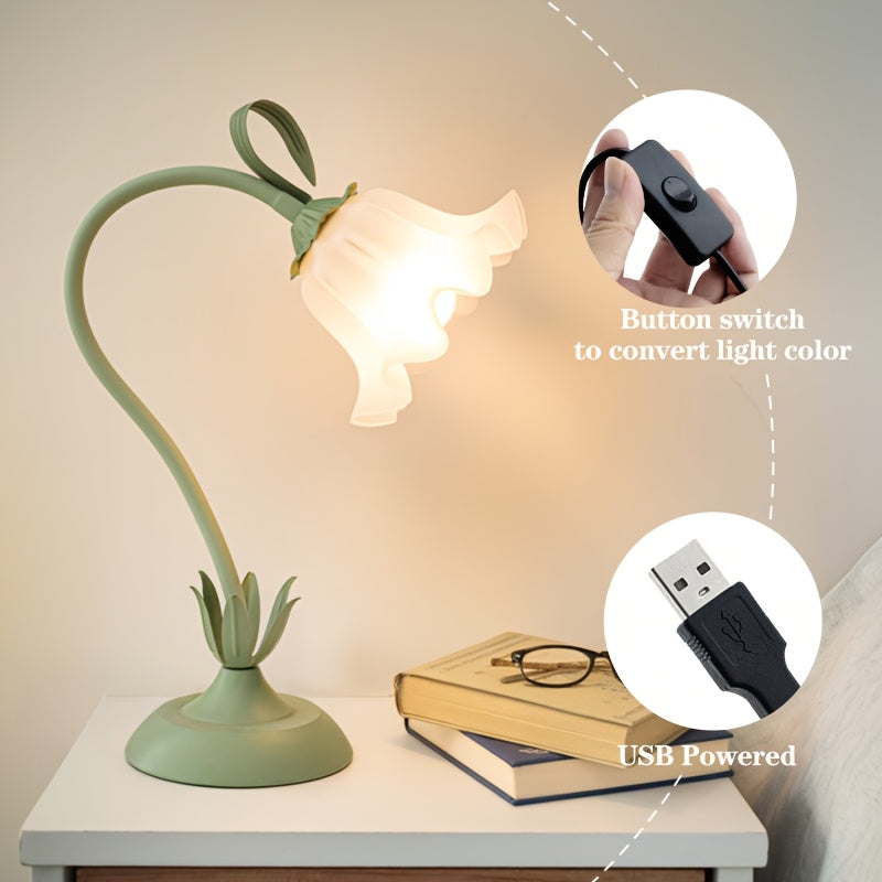 Tafellamp Bloemenkap USB – Romantische Sfeerlamp voor Slaapkamer & Dressoir
