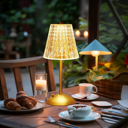Kristal Touch Tafellamp Oplaadbaar – Draadloze Dimbare LED met 3 Lichtkleuren