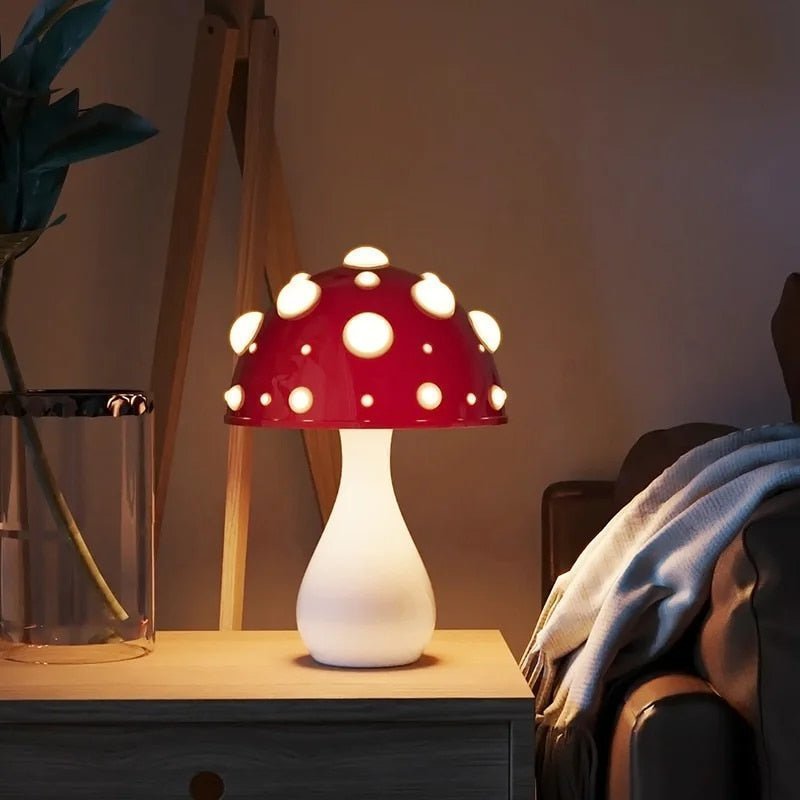 Mushroom Tafellamp Amanita – Dimbare LED Paddenstoellamp, Warm Wit (2 Maten)