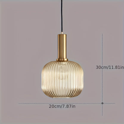 Hanglamp Ribbelglas – Moderne Pendant met Messing en Geribbelde Glazen Kap