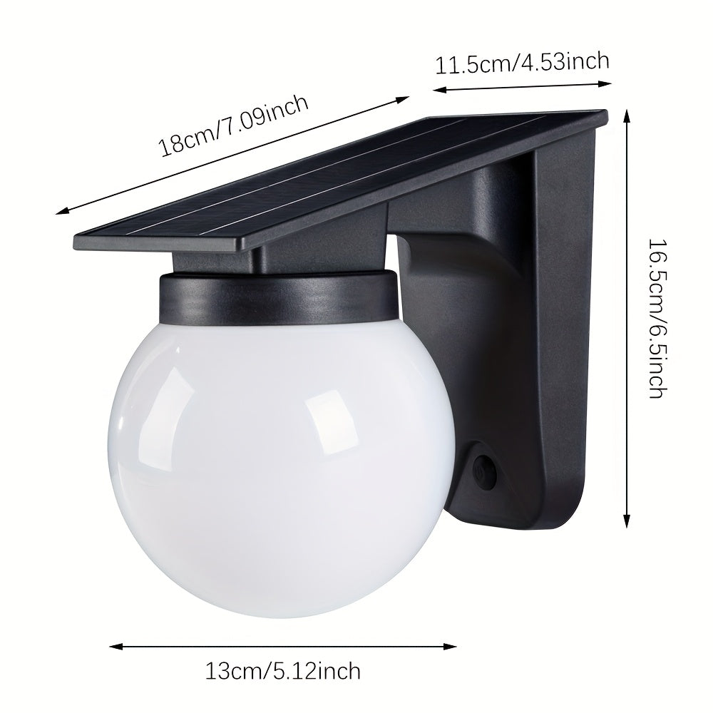 Solar Wandlamp Bol – Dimbare LED Buitenlamp op Zonne-energie voor Gevel & Tuin