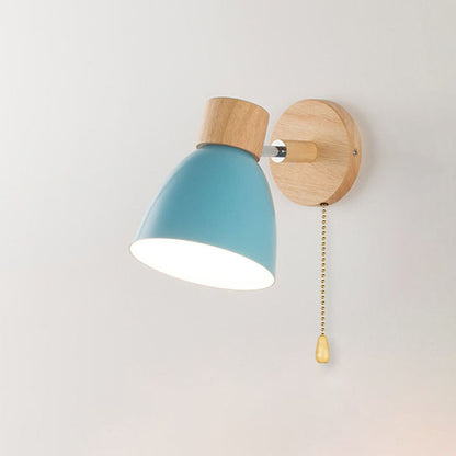 Wandlamp Hout & Metaal Macaron – Minimalistische Sconce met of zonder Trekschakelaar