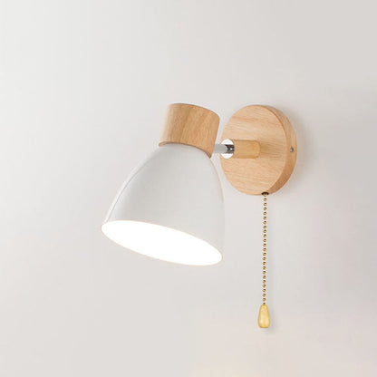 Wandlamp Hout & Metaal Macaron – Minimalistische Sconce met of zonder Trekschakelaar
