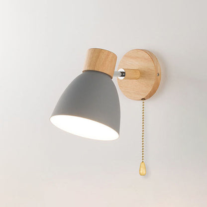 Wandlamp Hout & Metaal Macaron – Minimalistische Sconce met of zonder Trekschakelaar