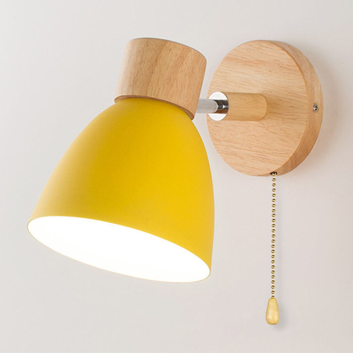 Wandlamp Hout & Metaal Macaron – Minimalistische Sconce met of zonder Trekschakelaar