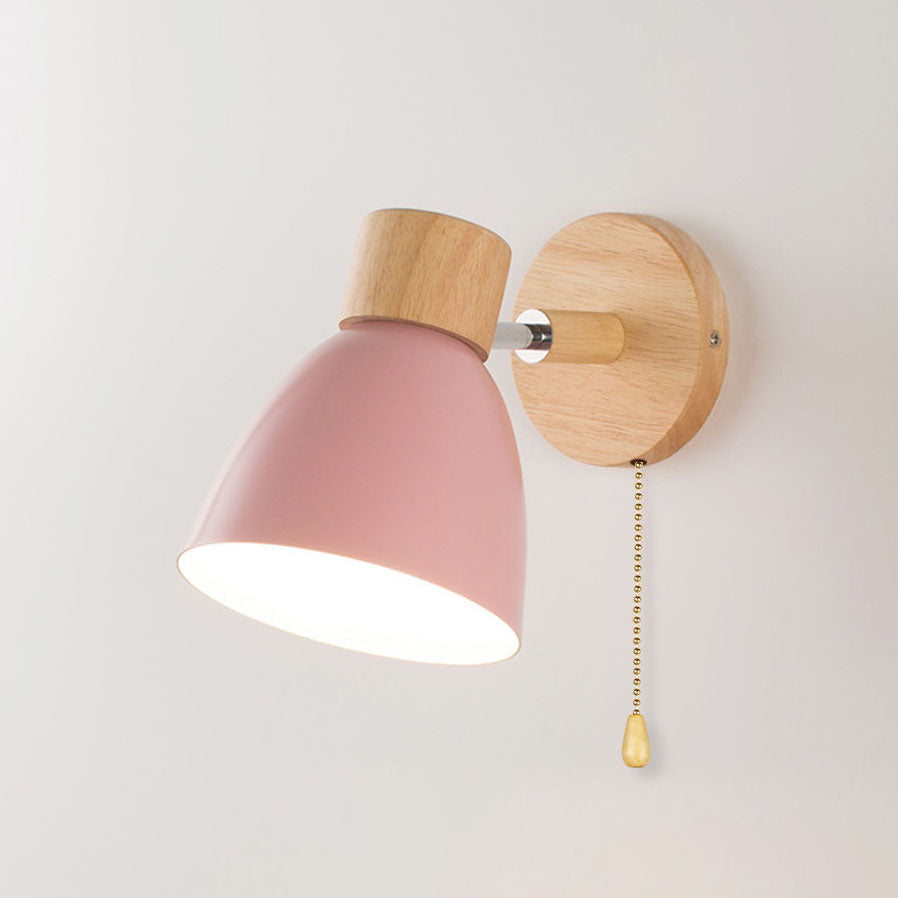 Wandlamp Hout & Metaal Macaron – Minimalistische Sconce met of zonder Trekschakelaar