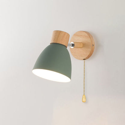Wandlamp Hout & Metaal Macaron – Minimalistische Sconce met of zonder Trekschakelaar