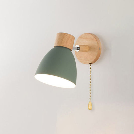 Wandlamp Hout & Metaal Macaron – Minimalistische Sconce met of zonder Trekschakelaar