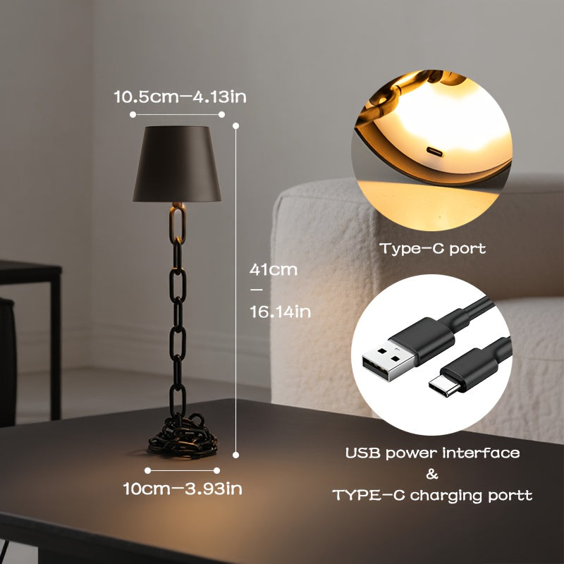 Schakel Tafellamp Industrieel – Oplaadbare Dimbare Touch LED in Mat Zwart