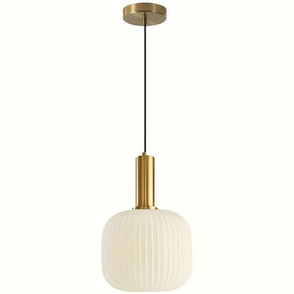 Hanglamp Ribbelglas – Moderne Pendant met Messing en Geribbelde Glazen Kap