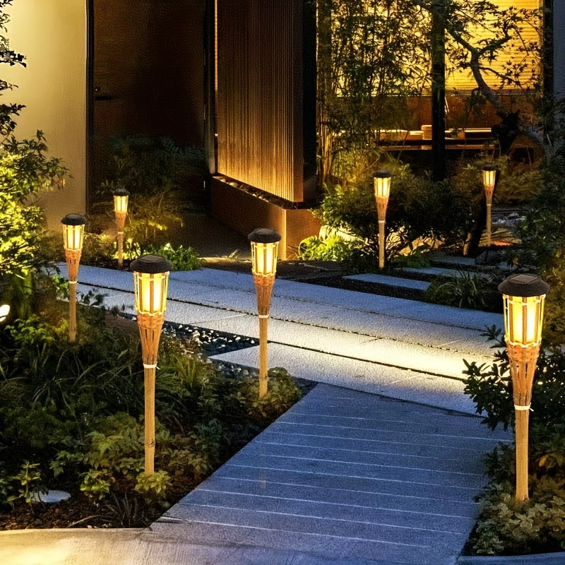 Solar Fakkels Bamboe (2-pack) – 12-LED Tuinlantaarns met Vlameffect op Zonne-energie