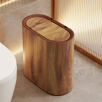 Prullenbak Marmerlook met Deksel – Moderne Compacte Afvalemmer voor Badkamer & Keuken