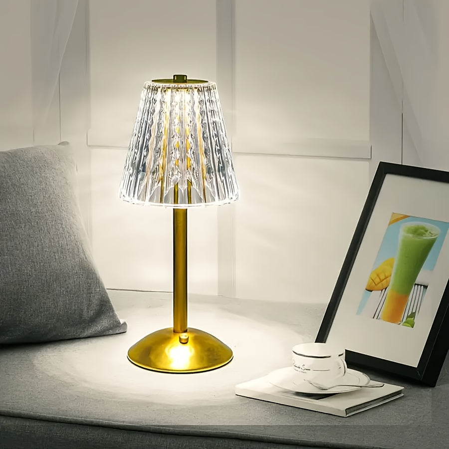 Kristal Touch Tafellamp Oplaadbaar – Draadloze Dimbare LED met 3 Lichtkleuren