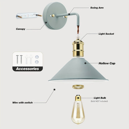 Wandlamp Metaal Industrieel – Set van 2 Sconces voor Slaapkamer & Hal