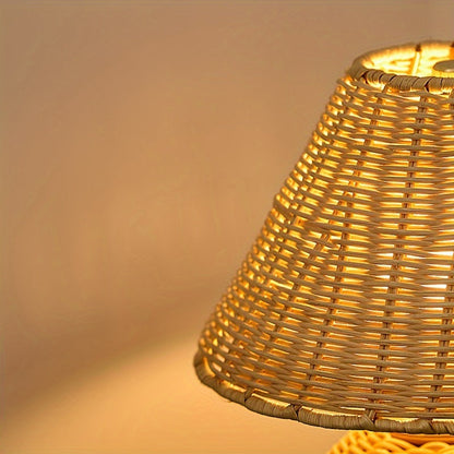 Bureaulamp Bamboe Gevlochten – Boho USB Sfeerlamp voor Bureau & Nachtkastje