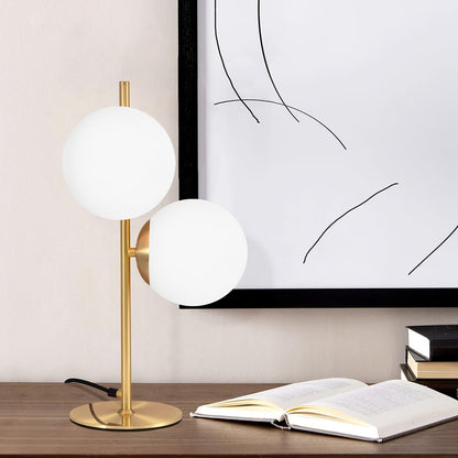 Tafellamp Goud met Witte Glasbol – Moderne Sfeerlamp voor Woonkamer & Nachtkastje